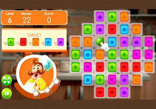 Плитки с Едой: Три в Ряд